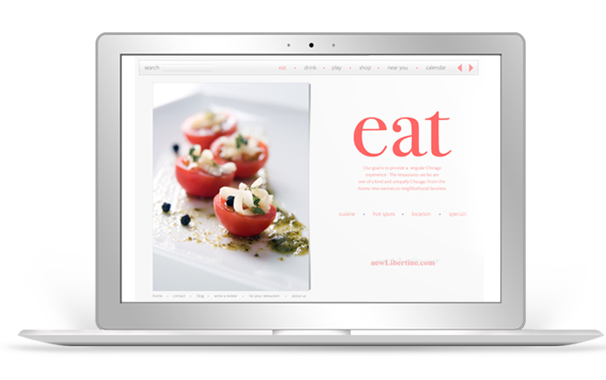 The 'Eat' page on the New Libertine Website